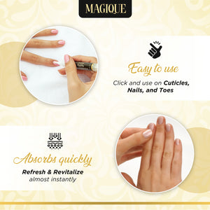 Bundle: Magique VitalePen & Magique SecondSkin - Cuticle Oil Pens & Rose Scented, Edge Perfection, Nail Peel Latex for Nail Art